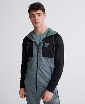 Superdry Training Colourblock Cipzár Férfi Kapucnis Pulóver Olivazöld/Zöld | RFWHX7462